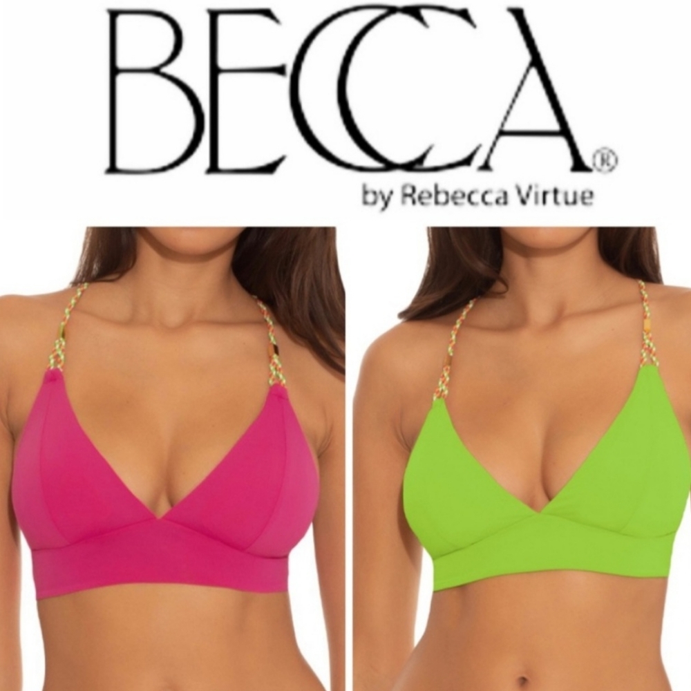 NEW BECCA Jessica Reversible Banded Bikini Top